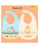 Joy Buzz Waterproof Silicone Feeding Bib With Adjustable Strap Pack Of 2 - Blue,Yellow