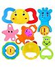 FUNVERSE Infant Colourful Plastic Non Toxic Set of 7 Attractive Rattles and Teathers for New Borns, Baby,Kid (Multi Color)