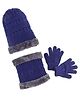 Pine Kids Knit Woollen Cap Cloves & Muffler Set Navy Blue - Diameter 18 cm
