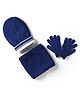 Pine Kids Knit Woollen Cap Muffler & Gloves Set With Stripes Navy Blue - Diameter 18 cm