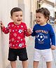 Doodle Poodle 100% Cotton Knit Full Sleeves T-Shirts with Football Text & Graphic Pack of 2 - Red & Blue