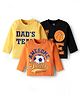 Doodle Poodle 100% Cotton Knit Full Sleeves T-Shirts with Sports Theme Graphic Pack of 3 - Black Yellow & Orange
