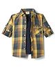 Rikidoos Full Sleeves Checked Shirt With Attached Tee - Mustard & Navy Blue