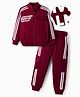 OLLINGTON ST. Cotton Knit Full Sleeves Text Print Sweatshirts & Joggers - Maroon