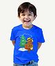 Guugly Wuugly Cotton Knit Half Sleeves Bear On A Hike Printed Tee - Classic Blue
