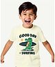 Guugly Wuugly Cotton Knit Half Sleeves Surfing Crocodile Printed Tee - Off White