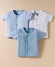 I Bears Interlock Knit Half Sleeves Jhablas With Stripes & Bird Print Pack Of 3 - White & Light Blue