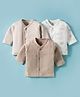 I Bears Interlock Knit Full Sleeves Jhablas With Aeroplane Print Pack Of 3 - Tan & White