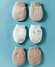I Bears Interlock Knit Mittens With Stripes & Aeroplane Print Pack Of 3 - Tan & White