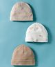 I Bears Interlock Knit Striped & Printed Baby Caps Pack of 3 Multicolor - Diameter 17 cm
