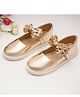 boyz n galz Sequins Bow Applique Detailed & Metallic With Velcro Closure Ballerinas - Gold