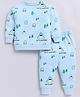 CUTOPIES Cotton Knit Full Sleeves Lets Camping Text Printed Sweatshirt & Coordinating Joggers Set - Ocean Blue