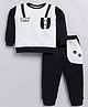 CUTOPIES Cotton Knit Full Sleeves Star Paw Text Printed Sweatshirt & Coordinating Joggers Set - Black