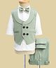 Radutu Full Sleeves Solid 3 Piece Party Suit With Bow Set - Light Olive & White