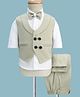 Radutu Full Sleeves Solid 3 Piece Party Suit With Bow Set - Beige & White