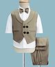 Radutu Full Sleeves Solid 3 Piece Party Suit With Bow Set - Dull Brown & White