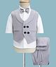 Radutu Full Sleeves Solid 3 Piece Party Suit With Bow Set - Light Grey & White