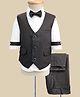 Radutu Full Sleeves Solid 3 Piece Party Suit With Bow Set - Charcoal Grey & White