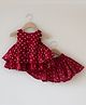 Love the World Today Cotton Woven Sleeveless Bandhani Designed Layered Frock Style Top With Coordinating Skirt Set - Red