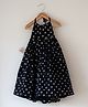 Love the World Today Cotton Woven Sleeveless Bandhani Printed Halter Neck Detailed Dress - Black