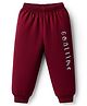 Tango Fleece Knit Full Length Woollen Pant With Goaltime Print - Dark Red