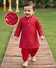 Babyhug Georgette Woven Full Sleeves Printed Kurta Dhoti Set - Maroon