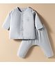 I Bears Knitted Full Sleeves Night Suit with Bear Print - Silver