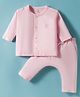 I Bears Knitted Full Sleeves Night Suit with Bear Print - Pink