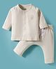 I Bears Knitted Full Sleeves Night Suit with Bear Print - Cream