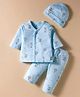 IBears Knitted Full Sleeves Night Suit With Balloon Print & Cap - Light Blue