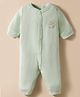 I Bears Interlock Knit Half Sleeves Romper With Duck Print - Light Green