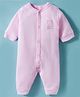 I Bears Interlock Knit Full Sleeves Front Open Romper with Teddy Print - Pink