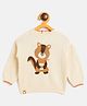 JWAAQ Cotton Knit Full Sleeves Chipmunk Designed Sweater - Ecru