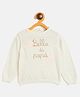 JWAAQ Cotton Knit Full Sleeves Typography Embroidered Sweater - Ecru