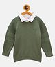 JWAAQ Cotton Knit Full Sleeves Elephant Embroidered Sweater - Green