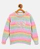 JWAAQ Cotton Knit Full Sleeves  Striped & Butterfly Designed Sweater - Pink