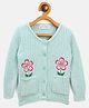 JWAAQ Cotton Knit Full Sleeves Floral Embroidered Cardigan - Green