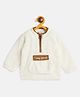 JWAAQ Cotton Knit Full Sleeves Fur Detailed Sweater - White