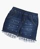 Bright Stars KIDSWEAR Woven Mild Washed & Pearls Embellished Lace Detailed Shorts - Blue