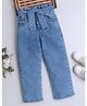 Bright Stars KIDSWEAR Cotton Woven Solid High Waist Jeans With Belt - Blue