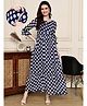 COLOR STUDIO Georgette Woven Three Fourth Bell Sleeves Polka Dot Printed Maternity Maxi Dress With Nursing Access - Navy Blue