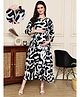 COLOR STUDIO Cotton Blend Woven Abstract Printed Maternity Dress With Nursing Access - Black