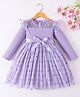 Mark & Mia Full Sleeves Party Dress With Polka Dot Print & Bow Applique - Lavender