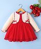 Mark & Mia Full Sleeves Party Dress With Bow Applique & Lace Detailing - Red