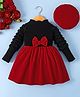 Mark & Mia Full Sleeves Solid Party Dress With Bow Applique - Red & Black