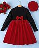 Mark & Mia Full Sleeves Solid Party Dress With Bow Applique - Red & Black