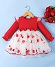 Mark & Mia Full Sleeves Party Dress With Floral Embroidery & Bow Applique - Red & White
