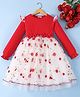 Mark & Mia Full Sleeves Party Dress With Floral Embroidery & Bow Applique - Red & White