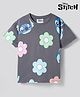 Bonfino Disney Single Jersey Knit  Drop Shoulder Half Sleeve T-Shirt with Lilo N Stitch Print - Grey
