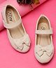 Tiny Bugs Bow Applique Detailed Mary Jane Ballerinas - Off White